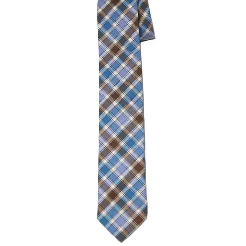 Original Penguin Tie Skinny Plaid Blue White Brown Men's